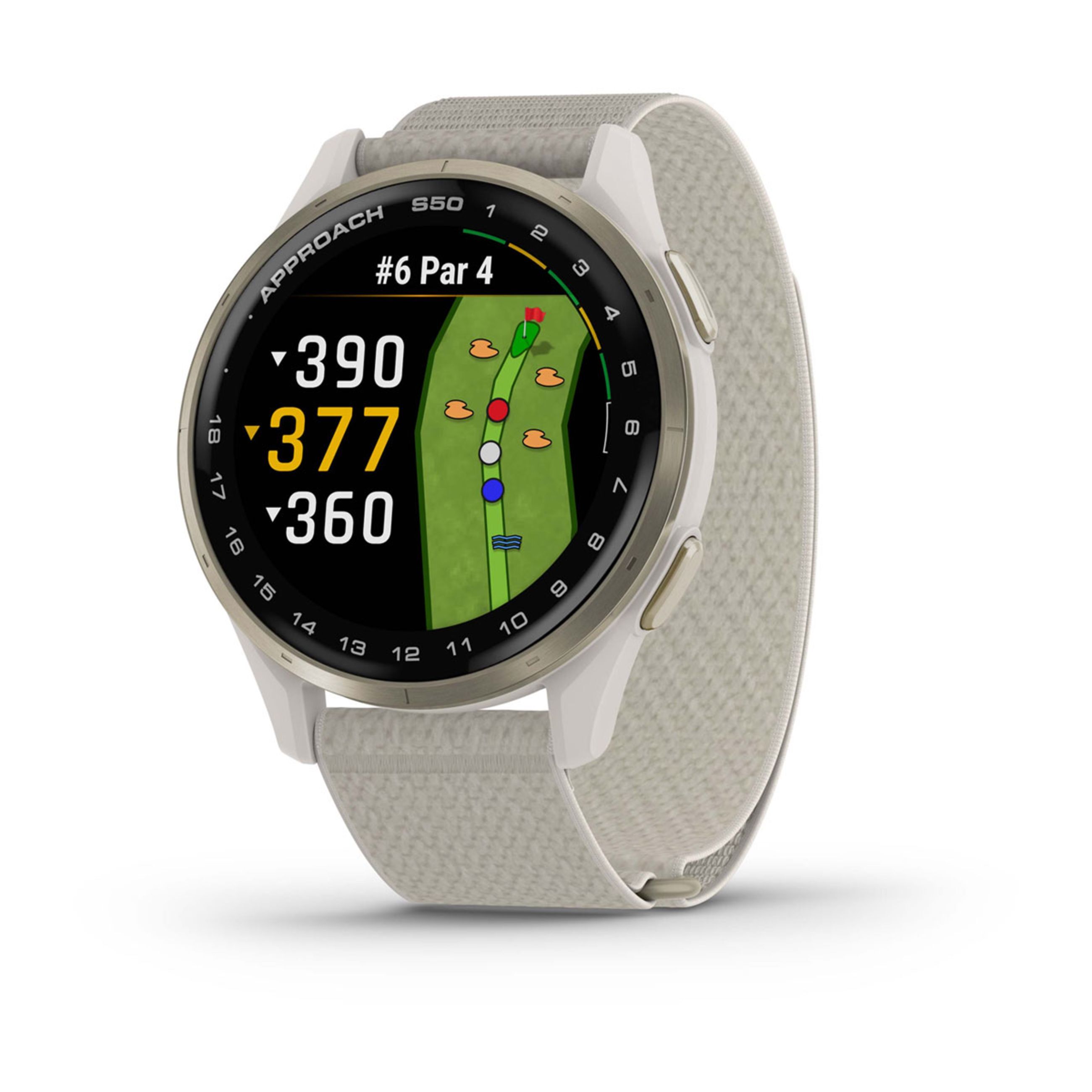 Approach S50 - Cream Gold Aluminum Bezel With Ivory Comfortfit Nylon Band