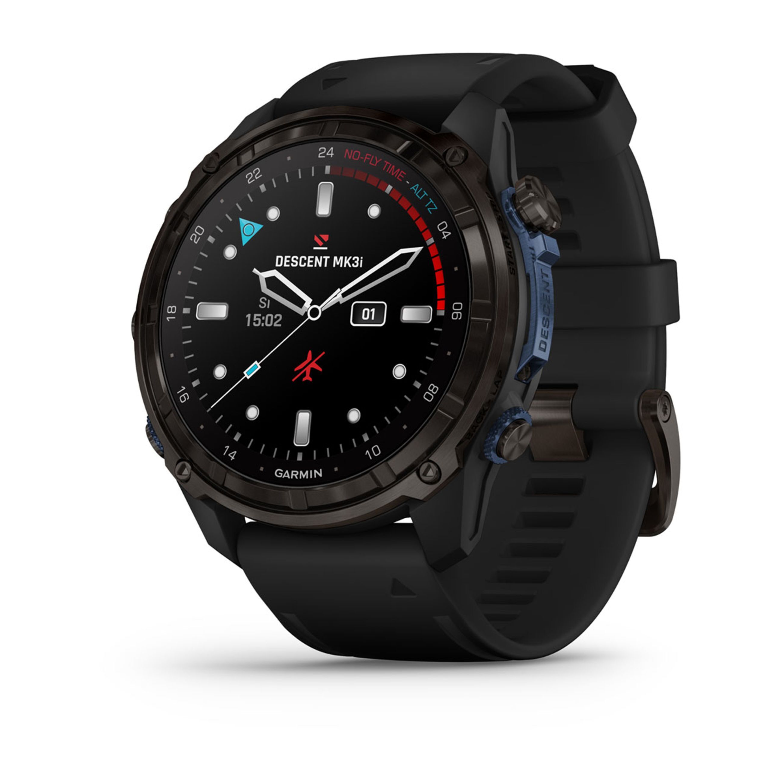 Descent Mk3 – 43 Mm - Carbon Gray Dlc Titanium With Black Silicone Band