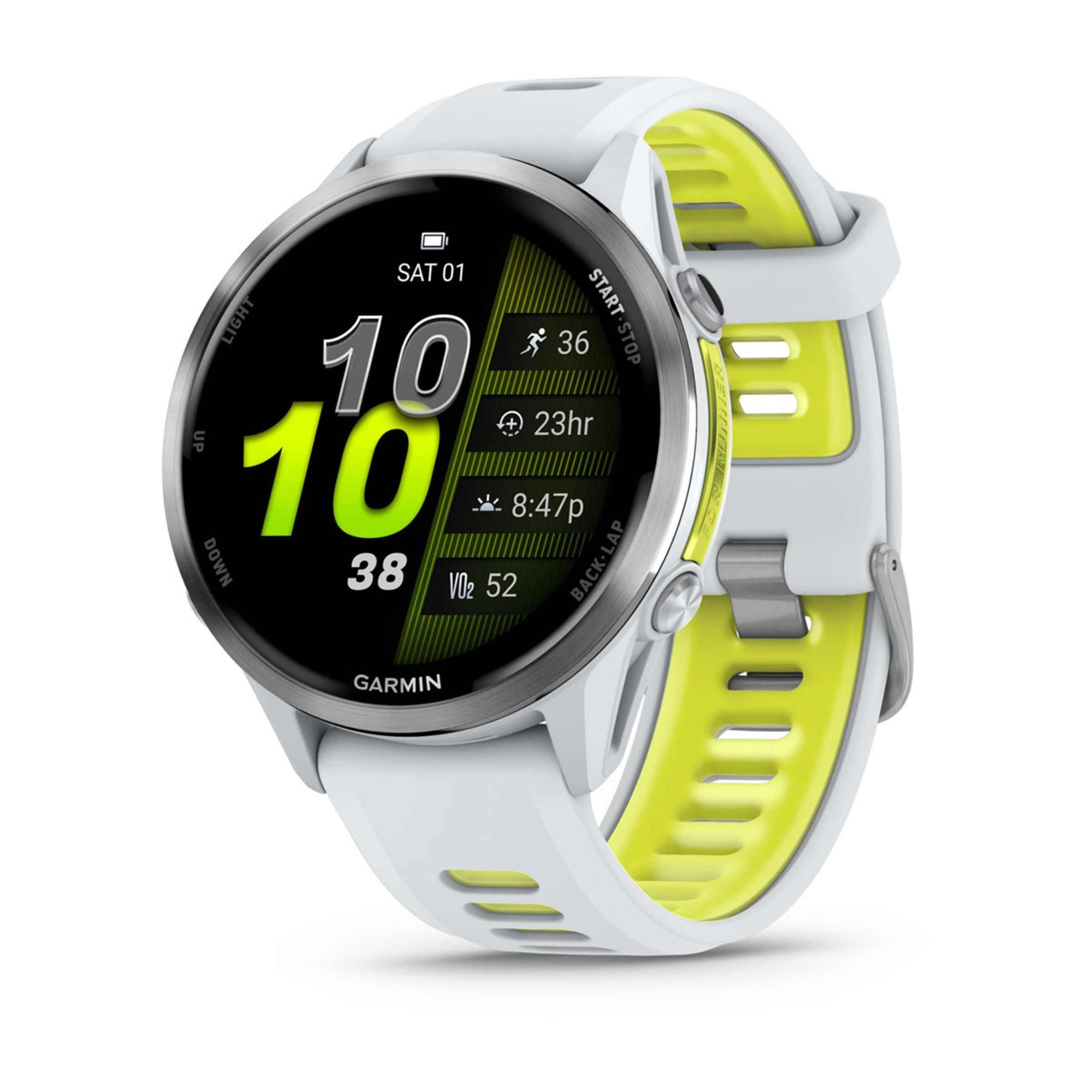 Forerunner 970 - Titanium With Whitestone Case And Whitestone/Translucent Amp Yellow Band